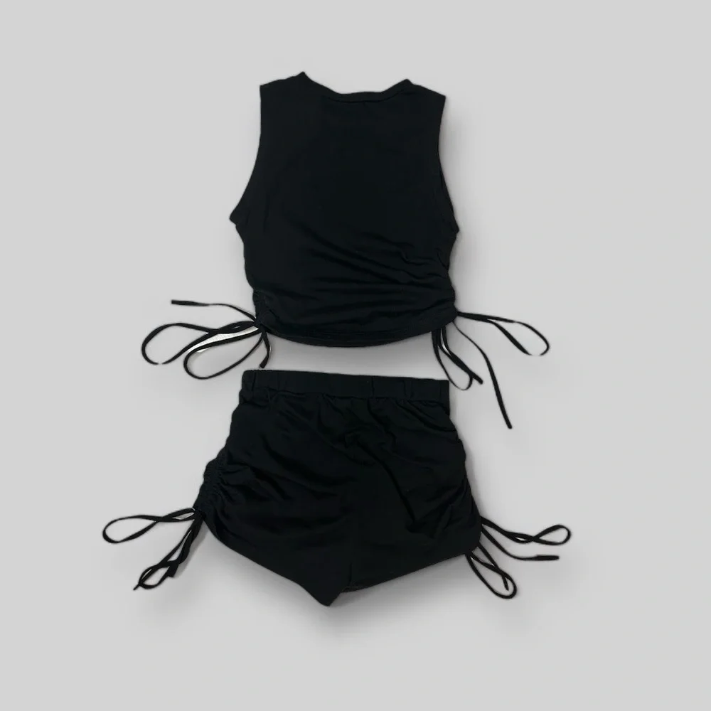 Drawstring Ruched Cropped Tank & Shorts Set (never worn) - Picture 2 of 2